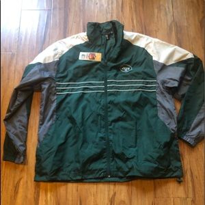 Reebok Mens NFL New York Jets Green White Full Zip Windbreaker Jacket Size XL.